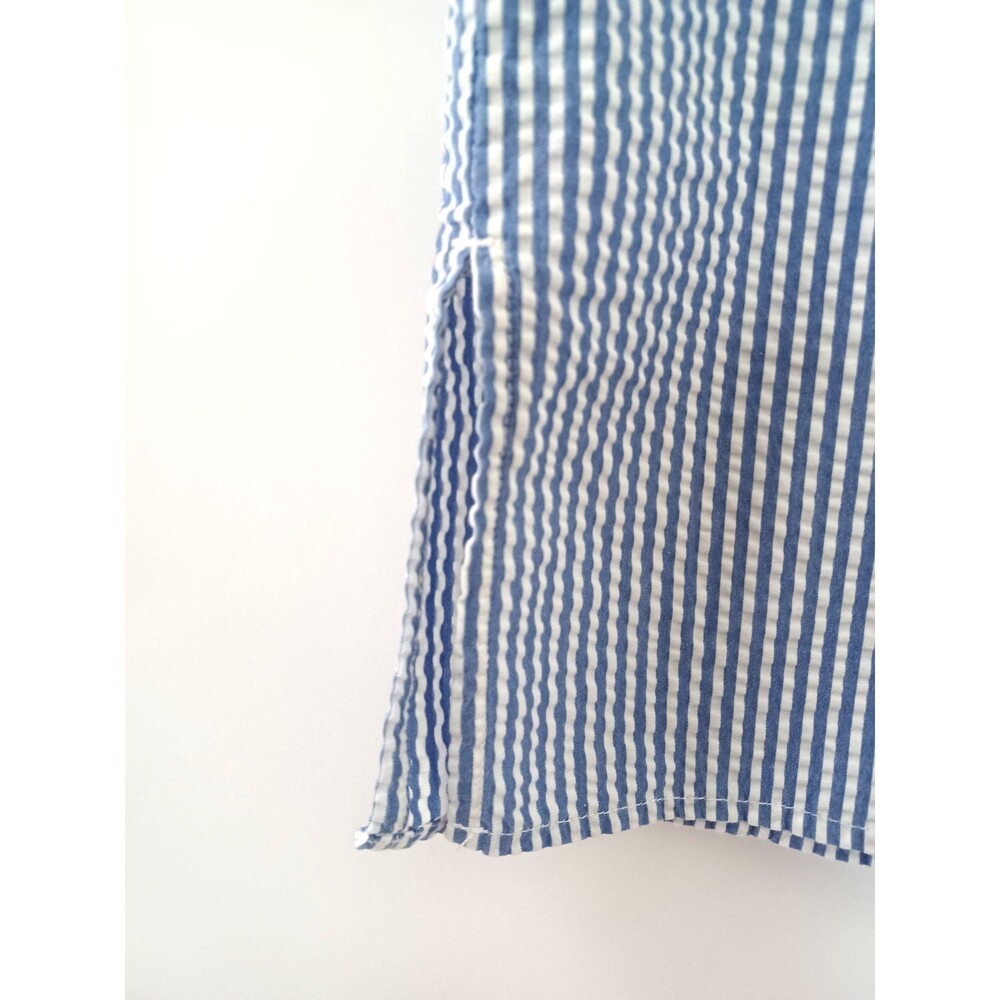 Ann Mashburn Medium Collared Popover Top Seersucker Nautical Preppy East Coast - Picture 6 of 10